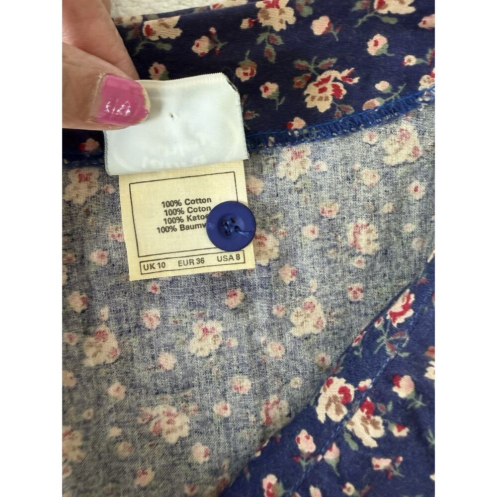 Laura Ashley Vintage bow ruffle collar prairie dress Cottage core Britain Sz-8 - Picture 6 of 15